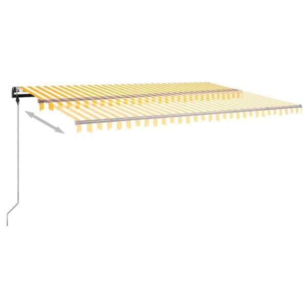 vidaXL Frittstående manuell uttrekkbar markise 500x350 cm gul/hvit