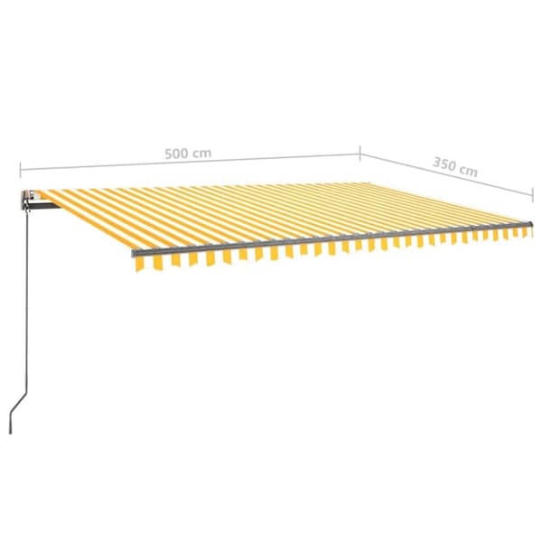 vidaXL Frittstående manuell uttrekkbar markise 500x350 cm gul/hvit