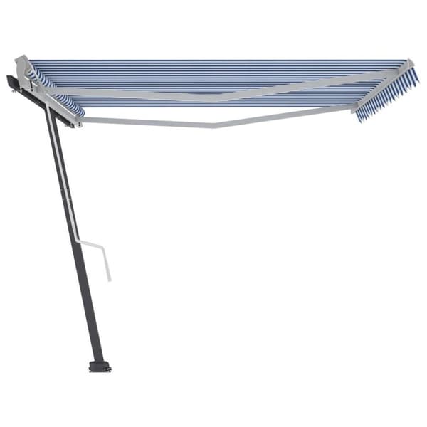 vidaXL Frittstående manuell uttrekkbar markise 450x300 cm blå/hvit