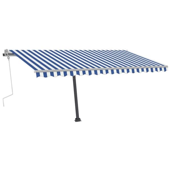 vidaXL Frittstående manuell uttrekkbar markise 450x300 cm blå/hvit