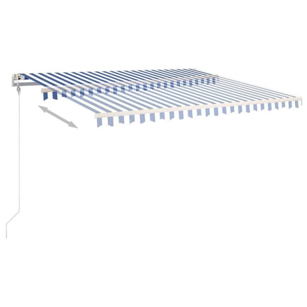 vidaXL Frittstående manuell uttrekkbar markise 450x300 cm blå/hvit