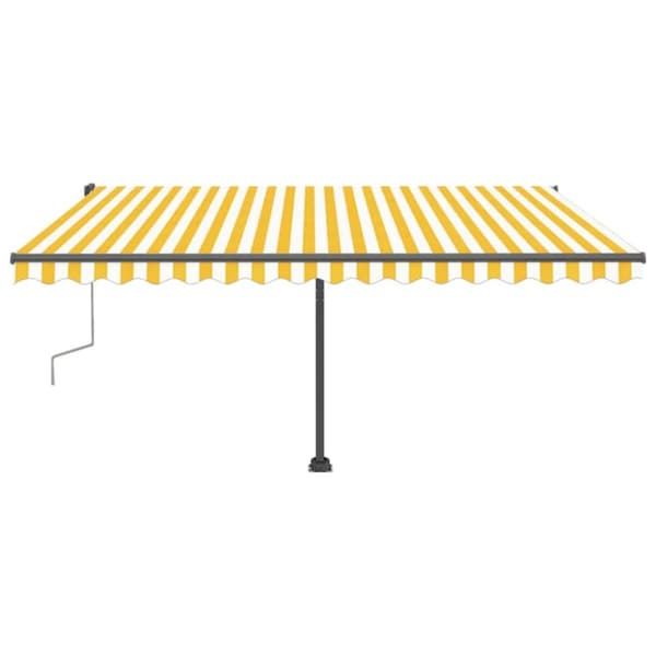 vidaXL Manuell uttrekkbar markise med LED 400x300 cm gul og hvit