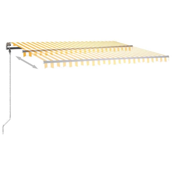 vidaXL Manuell uttrekkbar markise med LED 400x300 cm gul og hvit