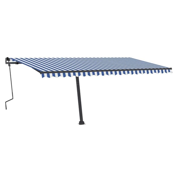 vidaXL Manuell uttrekkbar markise med LED 500x350 cm blå og hvit