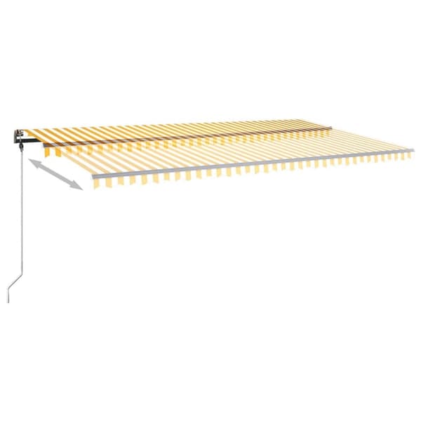 vidaXL Manuell uttrekkbar markise med LED 600x350 cm gul og hvit