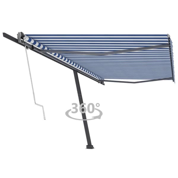 vidaXL Vapaasti seisova sisäänkelattava markiisi 500x300 cm sinivalk.