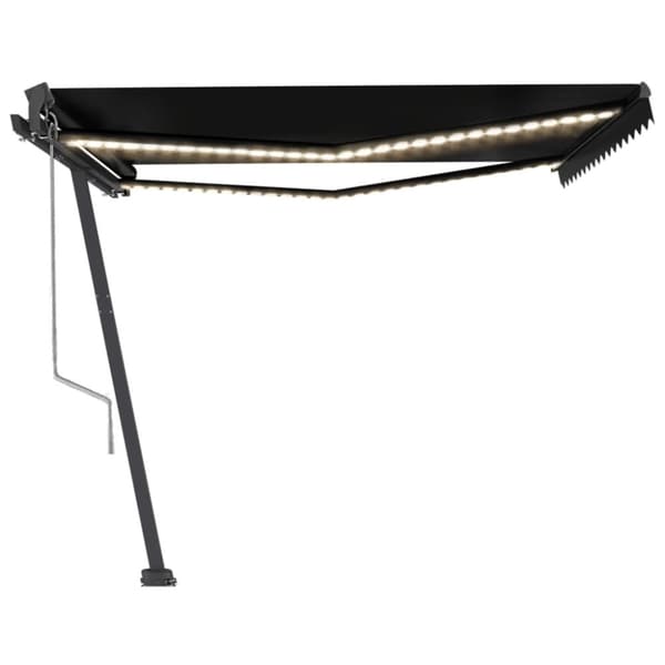 vidaXL markise m. LED + vindsensor 450x350 cm automatisk antracitgrå