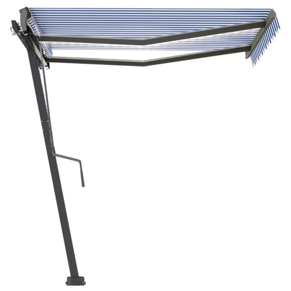 vidaXL Manuell uttrekkbar markise med LED 300x250 cm blå og hvit