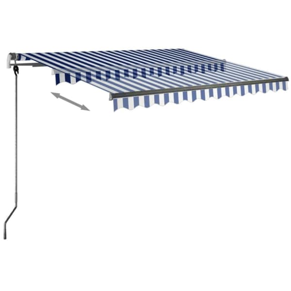 vidaXL Manuell uttrekkbar markise med LED 300x250 cm blå og hvit