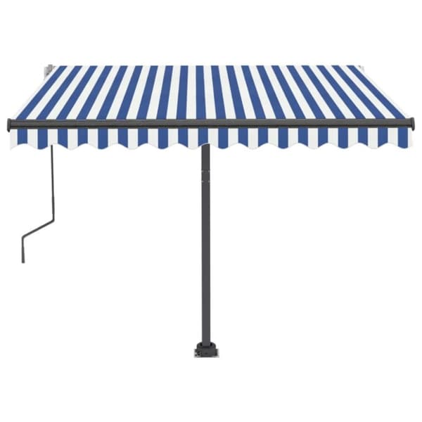 vidaXL Manuell uttrekkbar markise med LED 300x250 cm blå og hvit