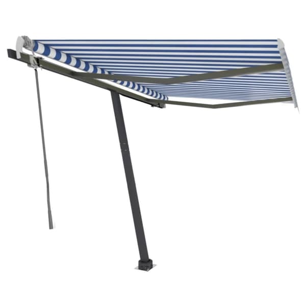 vidaXL Manuell uttrekkbar markise med LED 300x250 cm blå og hvit