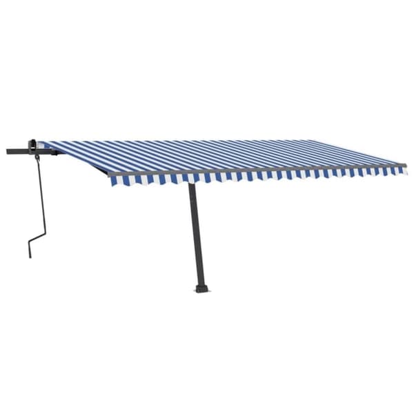 vidaXL Vapaasti seisova sisäänkelattava markiisi 500x300 cm sinivalk.