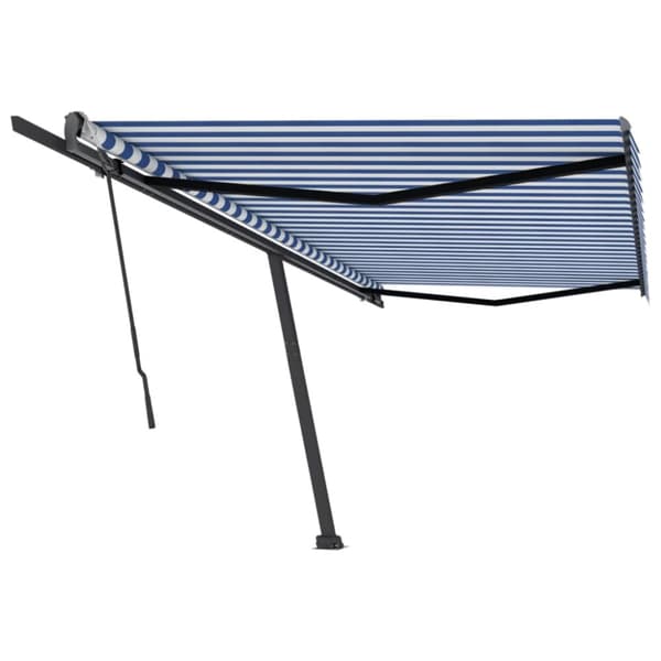 vidaXL Vapaasti seisova sisäänkelattava markiisi 500x300 cm sinivalk.