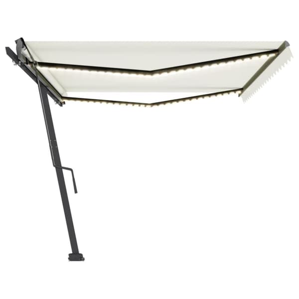 vidaXL markise m. LED-lys 500x300 cm manuel betjening cremefarvet
