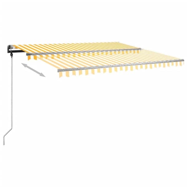 vidaXL Frittstående manuell uttrekkbar markise 450x350 cm gul/hvit