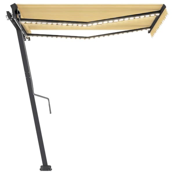 vidaXL Automatisk markise med LED og vindsensor 350x250 cm gul/hvit