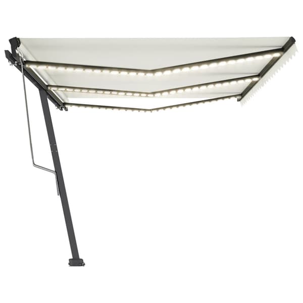 vidaXL Automatisk markise med vindsensor og LED 600x350 cm kremhvit