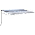 Miniatyrbild 5 av 11: vidaXL Automatisk markis med vindsensor & LED 500x350 cm blå och vit
