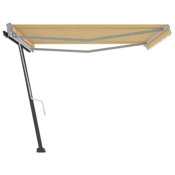 vidaXL Frittstående manuell uttrekkbar markise 450x300 cm gul/hvit
