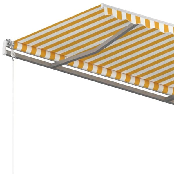 vidaXL Frittstående manuell uttrekkbar markise 450x300 cm gul/hvit