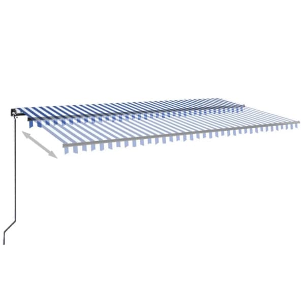 vidaXL Manuell uttrekkbar markise med LED 600x350 cm blå og hvit