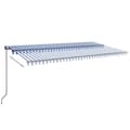 Miniatyrbilde 3 av 7: vidaXL Manuell uttrekkbar markise med LED 600x350 cm blå og hvit