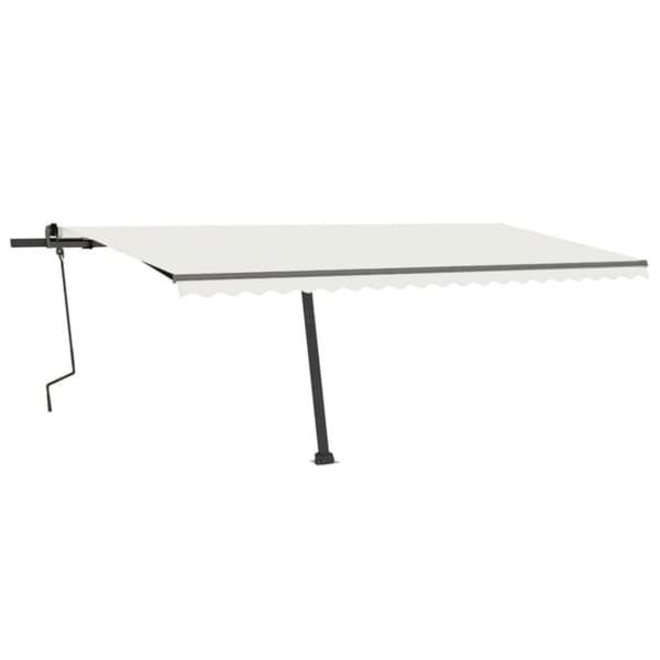 vidaXL Frittstående manuell uttrekkbar markise 500x300 cm kremhvit