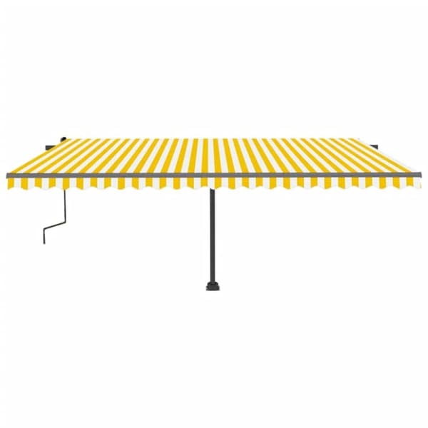 vidaXL Manuell uttrekkbar markise med LED 500x300 cm gul og hvit