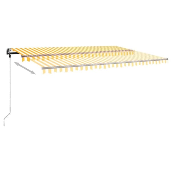 vidaXL Manuell uttrekkbar markise med LED 500x300 cm gul og hvit