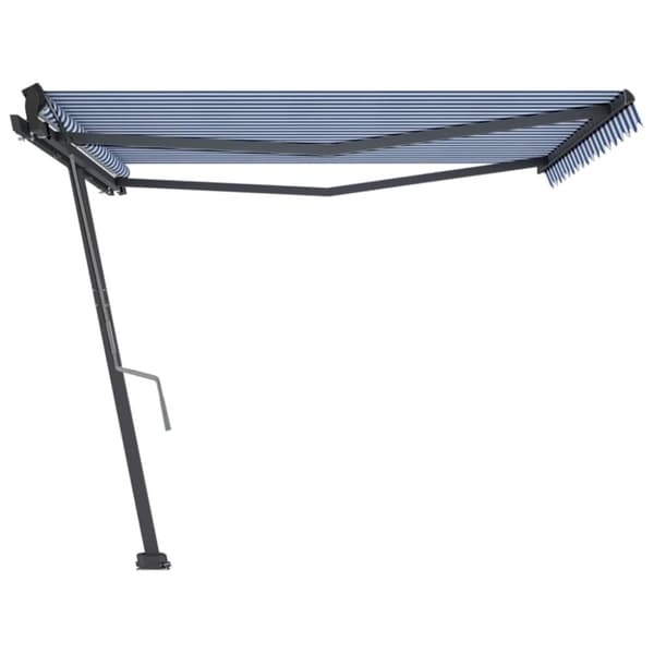 vidaXL Frittstående manuell uttrekkbar markise 450x350 cm blå/hvit
