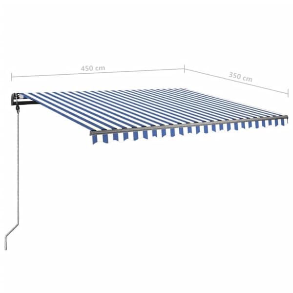 vidaXL Frittstående manuell uttrekkbar markise 450x350 cm blå/hvit
