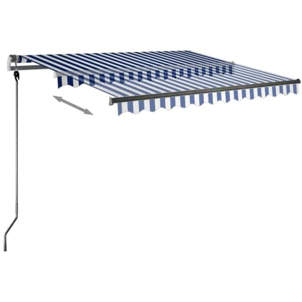 vidaXL Frittstående manuell uttrekkbar markise 350x250 cm blå/hvit