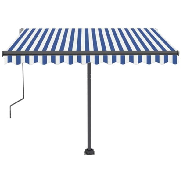 vidaXL Frittstående manuell uttrekkbar markise 350x250 cm blå/hvit