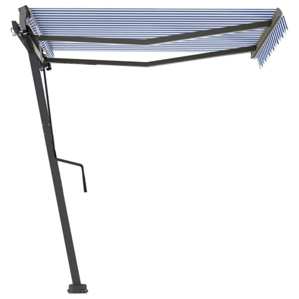 vidaXL Frittstående manuell uttrekkbar markise 350x250 cm blå/hvit