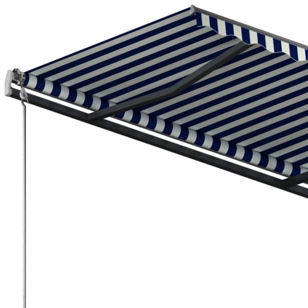 vidaXL Frittstående manuell uttrekkbar markise 350x250 cm blå/hvit