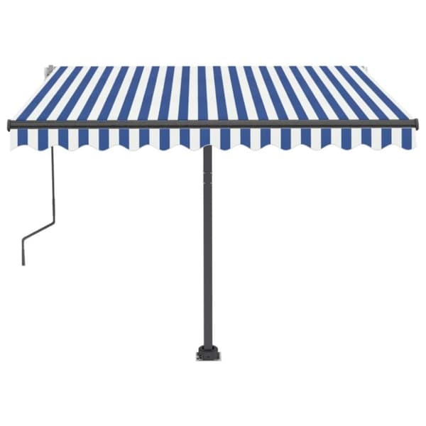 vidaXL Frittstående manuell uttrekkbar markise 300x250 cm blå og hvit