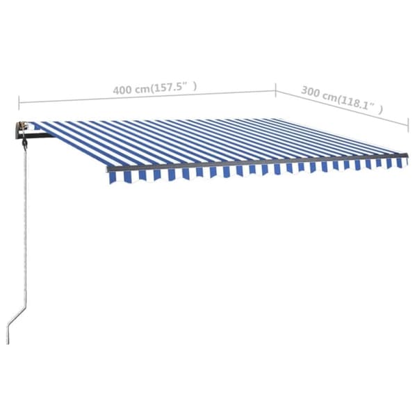 vidaXL Frittstående manuell uttrekkbar markise 400x300 cm blå/hvit