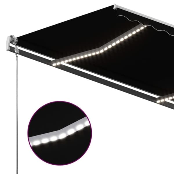 vidaXL Manuell uttrekkbar markise med LED 400x300 cm antrasitt