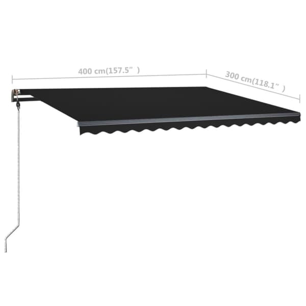 vidaXL Manuell uttrekkbar markise med LED 400x300 cm antrasitt