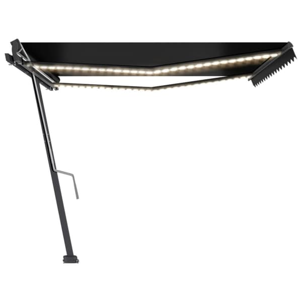 vidaXL Manuell uttrekkbar markise med LED 400x300 cm antrasitt