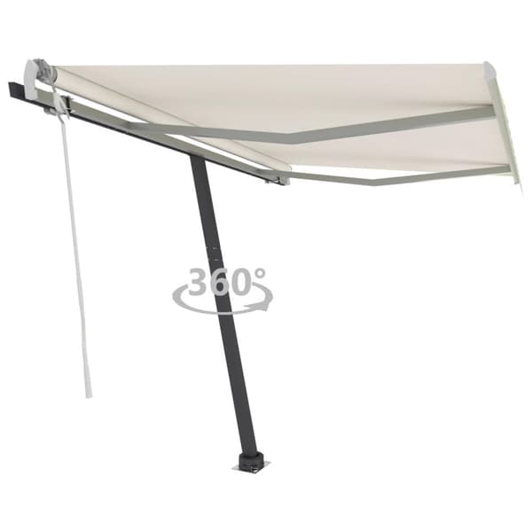 vidaXL Frittstående manuell uttrekkbar markise 300x250 cm kremhvit