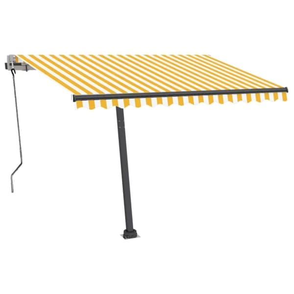 vidaXL Frittstående automatisk markise 350x250 cm gul/hvit