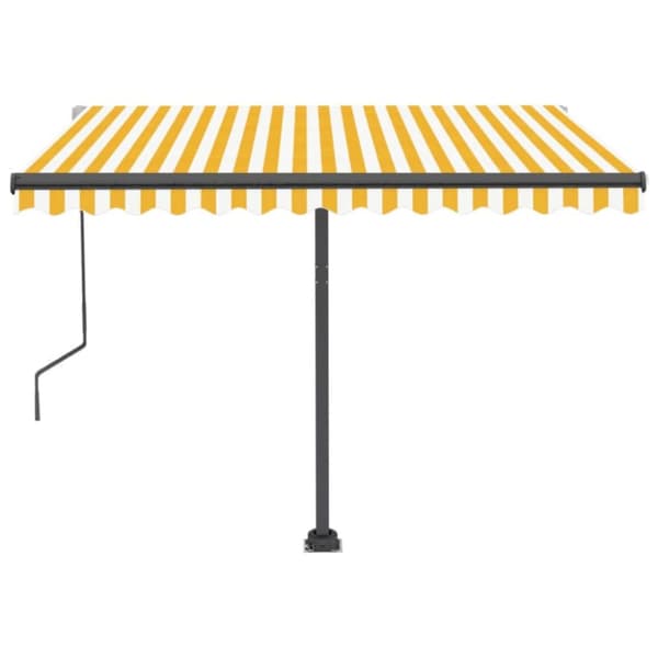 vidaXL Frittstående automatisk markise 350x250 cm gul/hvit
