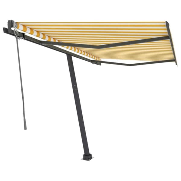 vidaXL Frittstående automatisk markise 350x250 cm gul/hvit