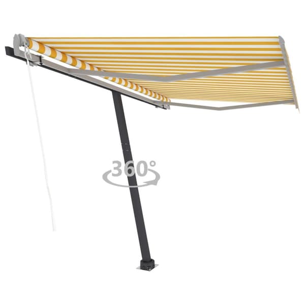 vidaXL Frittstående automatisk markise 350x250 cm gul/hvit