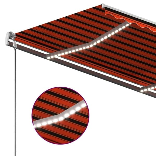 vidaXL Manuell uttrekkbar markise med LED 350x250 cm oransje og brun