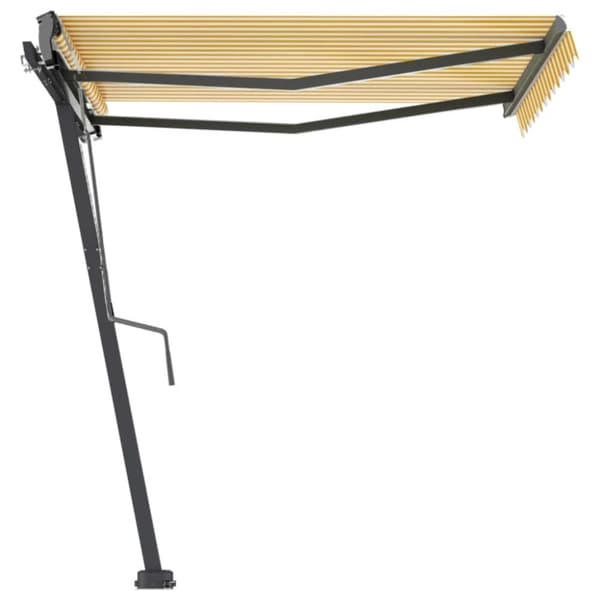vidaXL Frittstående manuell uttrekkbar markise 350x250 cm gul/hvit