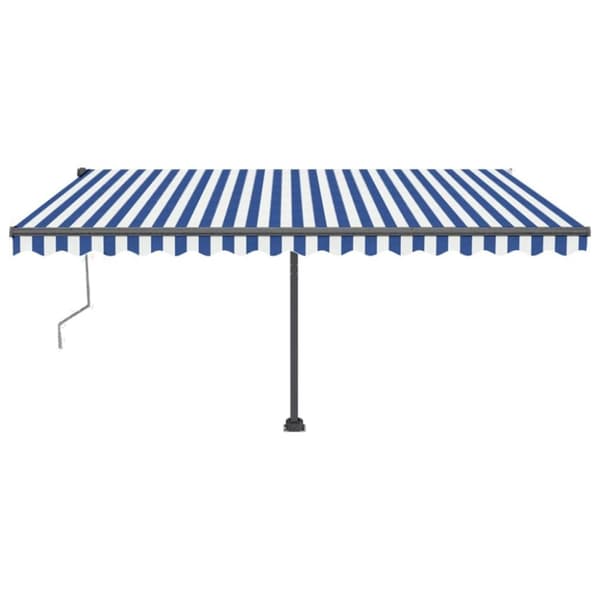 vidaXL Frittstående automatisk markise 450x350 cm blå/hvit