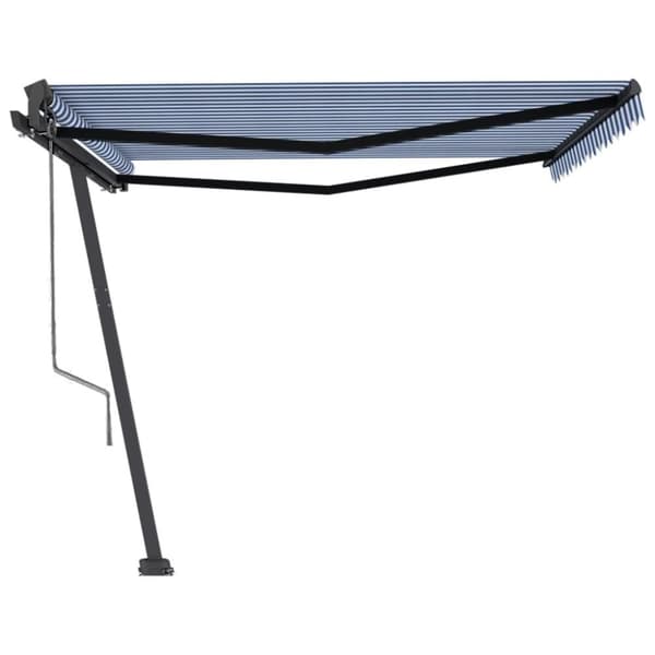 vidaXL Frittstående automatisk markise 450x350 cm blå/hvit