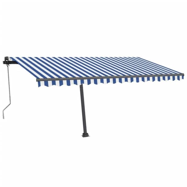 vidaXL Frittstående automatisk markise 450x350 cm blå/hvit